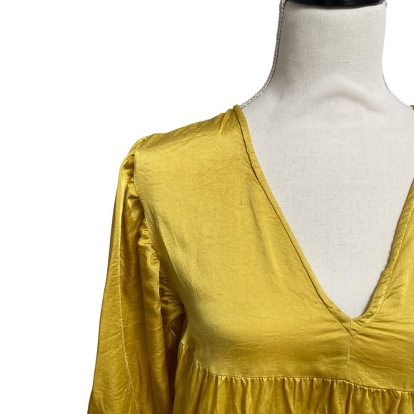 Cleobella Adelyn Mini Dress Chartreuse Yellow Boho Batwing Swing Small - Picture 5 of 16